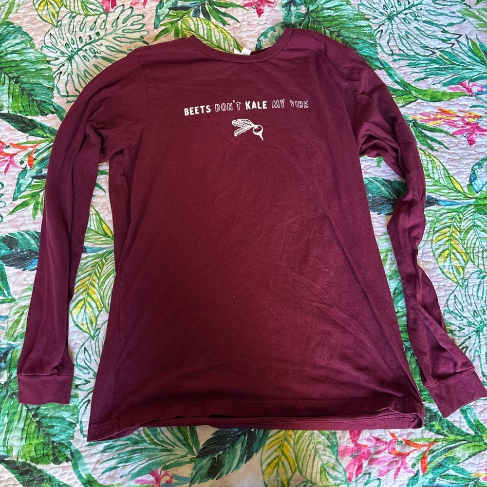 Maroon Graphic Long Sleeve Shirt